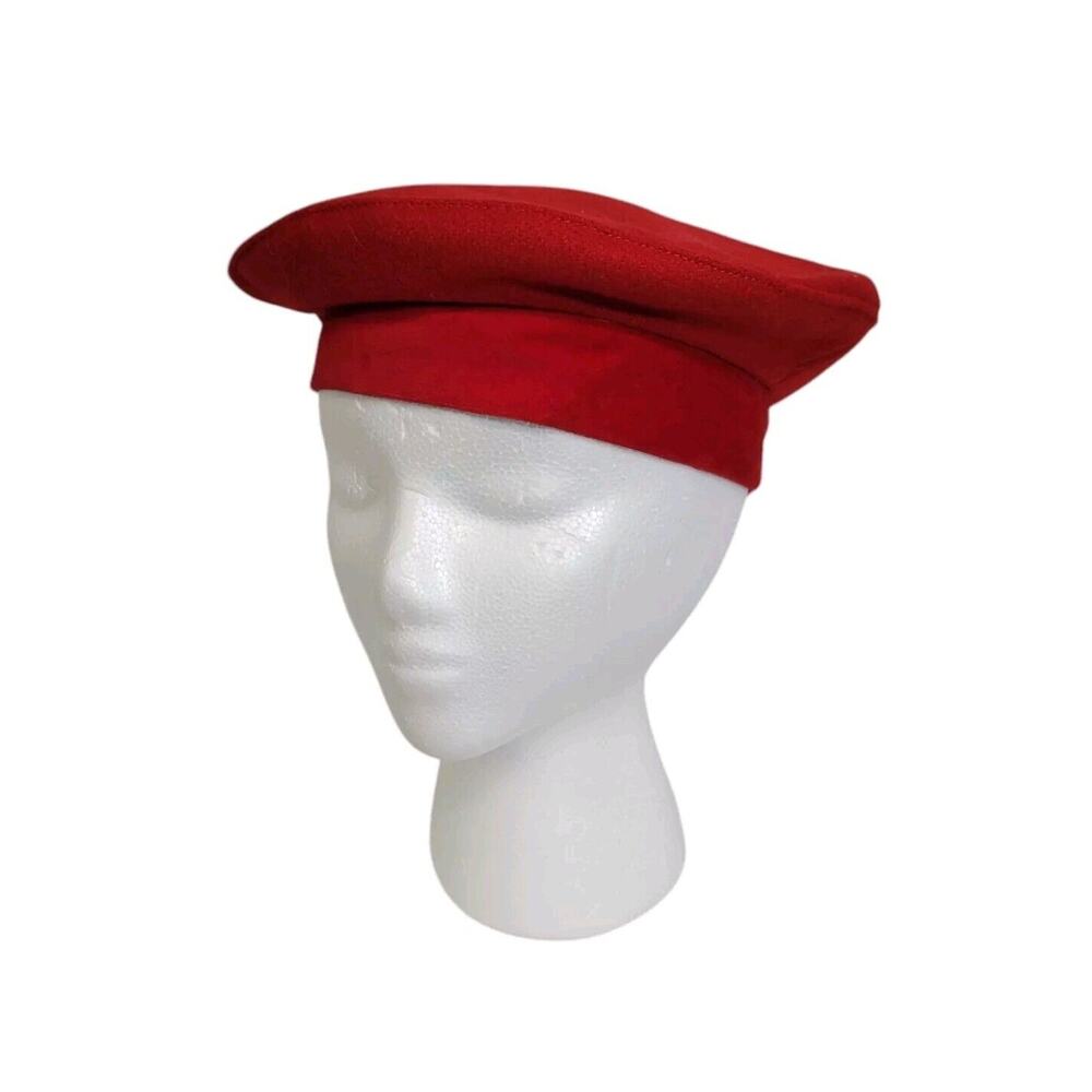 Vintage Red Wool Blend Beret Hat Made In USA